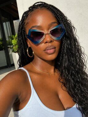 Unique Butterfly Design Sunglasses - Blue